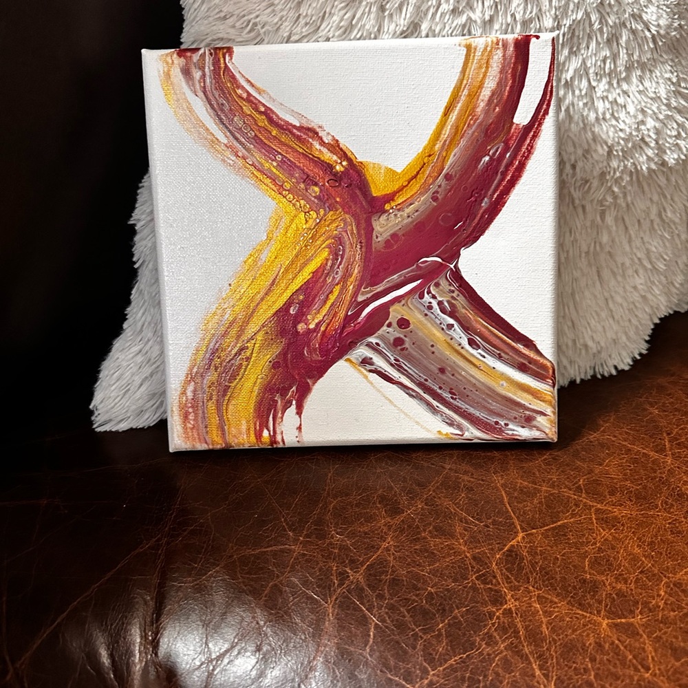 Hand made original multi color abstract acrylic wall decor painting on canvas